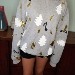 Grey Handmade Musical Crewneck Size Large